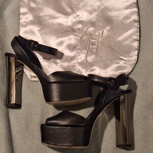 GIUSEPPE ZANOTTI-Betty High Heel Platform Sandal-Black Silver-Women 37.5 (US 6)